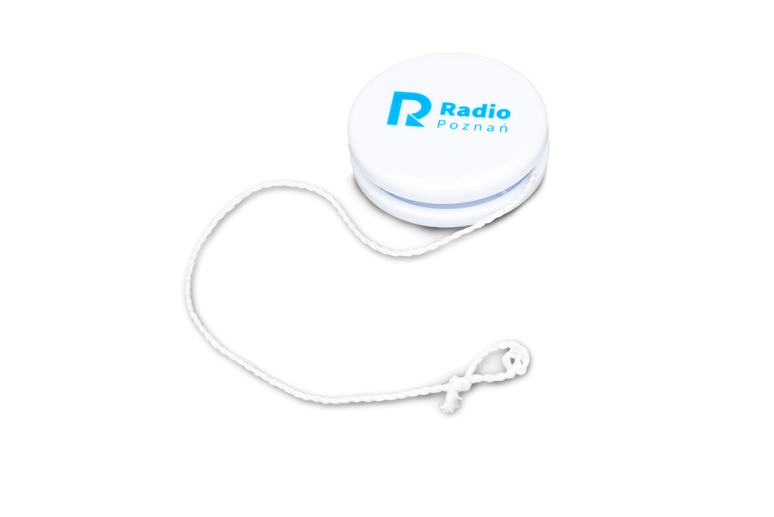 Białe jojo z logo Radia Poznań