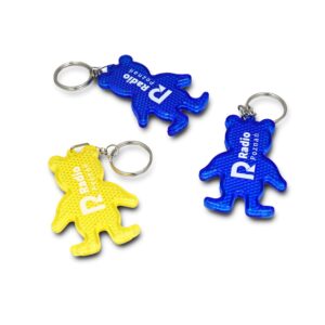 Odblaskowy miś z logo Radia Poznań